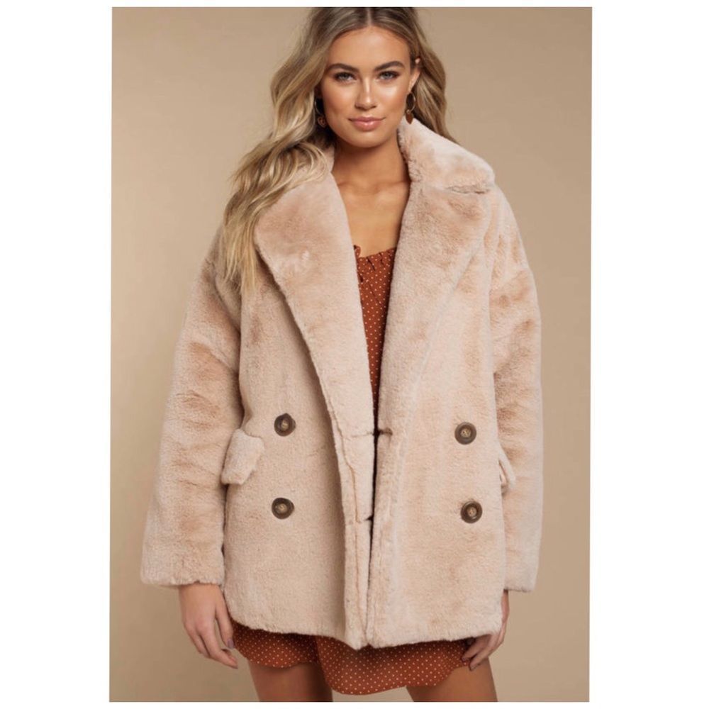 FREE People Kate Faux Fur Coat Jacket In Apricot - Picture 11 of 15
